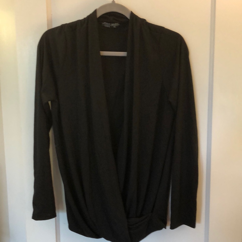 Black Shop Basic knit cross front top.